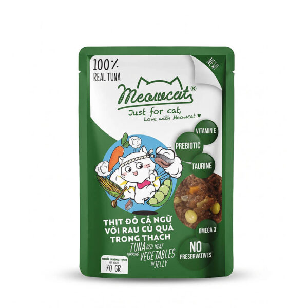 pate-meo-meowcat-goi-70g-rau-cu Pate Mèo Meowcat Gói 70g Chính Hãng - Vị Cá Ngừ & Rau Củ
