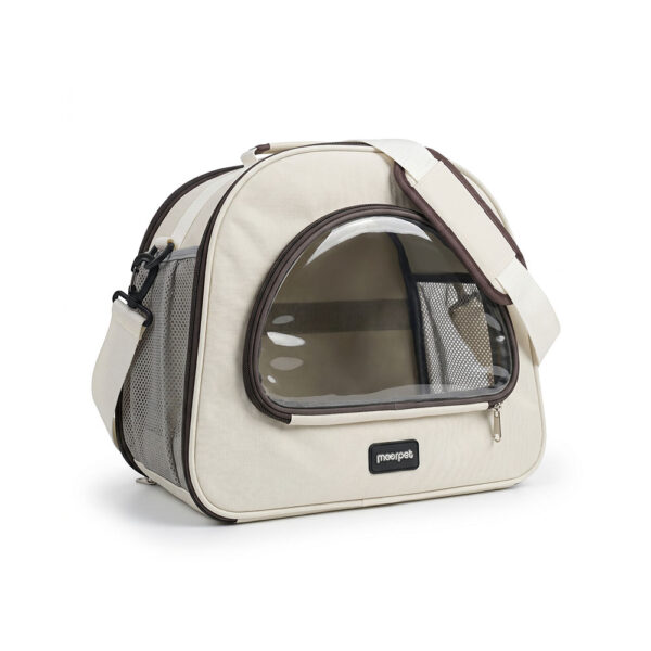 Túi Vận Chuyển Moorpet Bán Nguyệt Màu Kem Viền Nâu (Kích Thước 30x36x26cm)